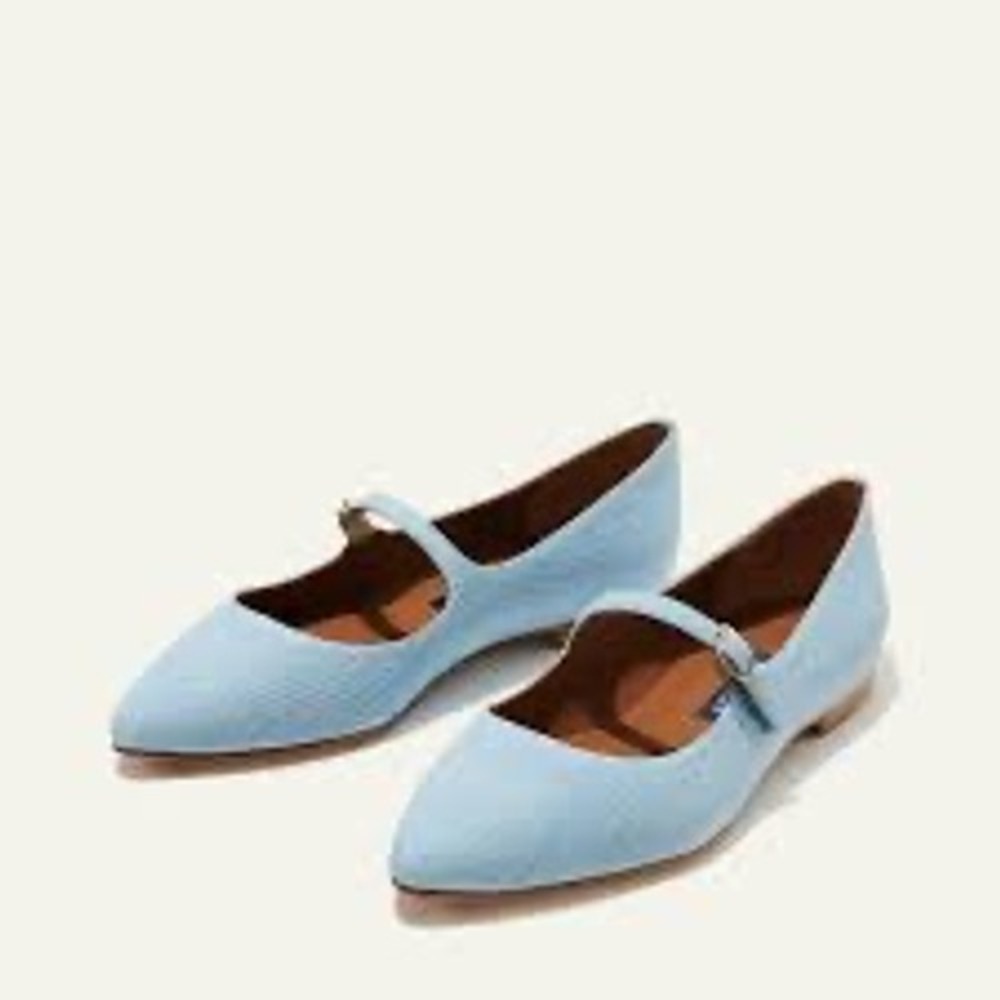 Margaux The Mary Jane Sky Blue Denim  Pointed Toe Flat  9.5